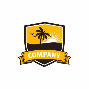 Plaj logosu, deniz logosu vektörü