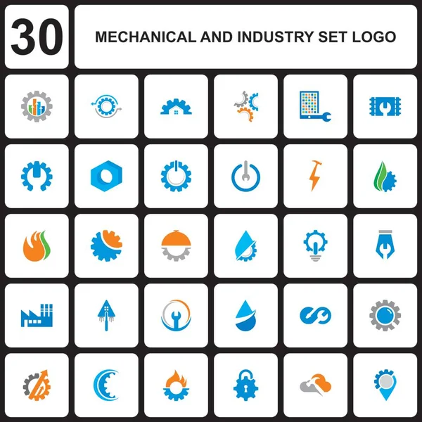 機械産業のセットロゴ エンジニアリング産業のロゴ — ストックベクタ
