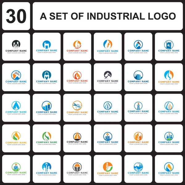 Conjunto Logotipo Indústria Conjunto Logotipo Industrial —  Vetores de Stock