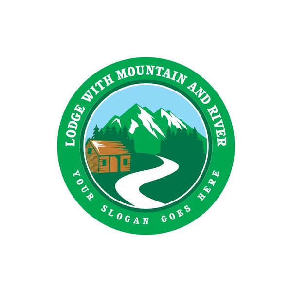 Lodge Mountain River Logo Home Stay Logo — стоковый вектор