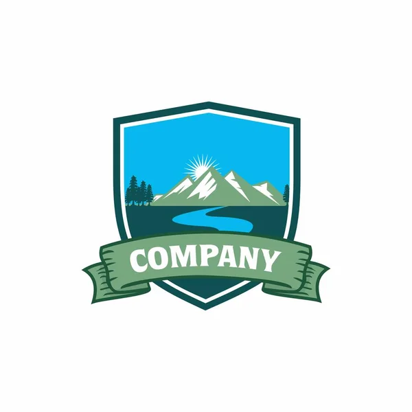 Mountain Logo Exploration Logo Vector — Vetor de Stock