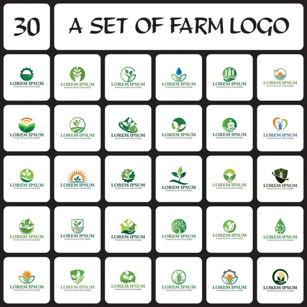 Conjunto Logotipo Fazenda Conjunto Logotipo Agricultura —  Vetores de Stock