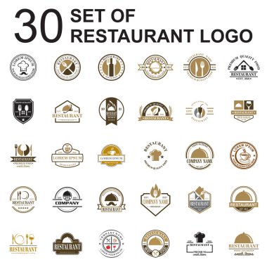 Bir restoran logosu seti, bir yemek vektörü seti.