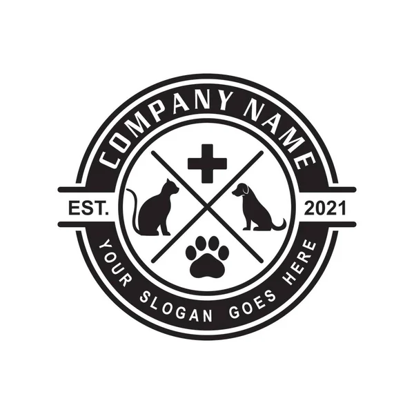 Logotipo Del Cuidado Mascotas Logotipo Veterinario — Vector de stock