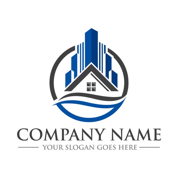 Logo Immobilier Vecteur Bâtiment — Image vectorielle