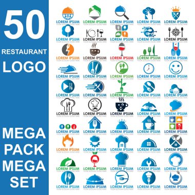 Restoran logosu seti, yemek vektörü seti.