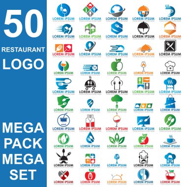 Restoran logosu seti, yemek vektörü seti.