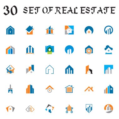 Emlak vektörü kümesi, bina logosu kümesi