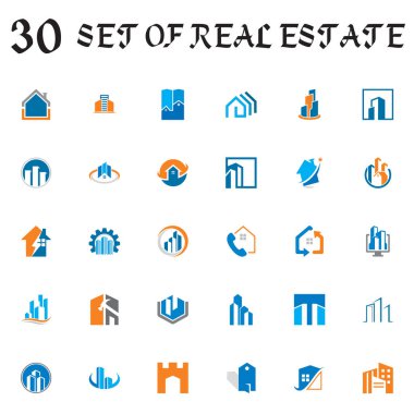 Emlak vektörü kümesi, bina logosu kümesi