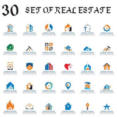 Emlak vektörü kümesi, bina logosu kümesi