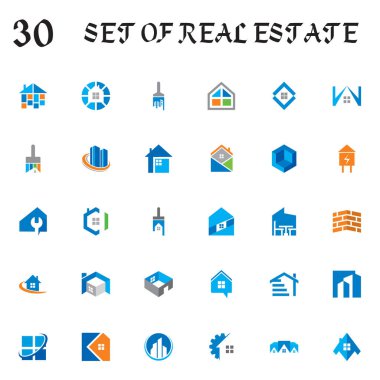 Emlak vektörü kümesi, bina logosu kümesi