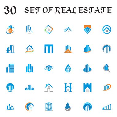 Emlak vektörü kümesi, bina logosu kümesi