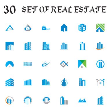 Emlak vektörü kümesi, bina logosu kümesi