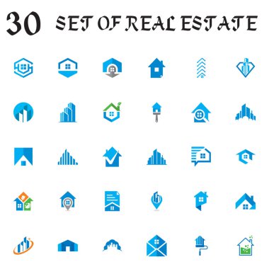 Emlak vektörü kümesi, bina logosu kümesi