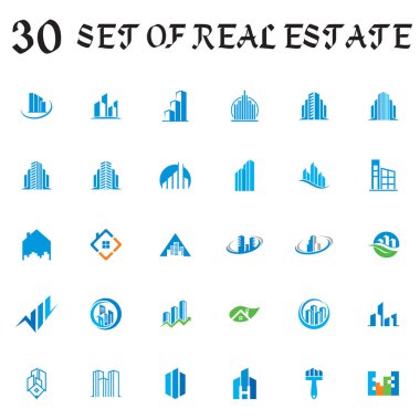 Emlak vektörü kümesi, bina logosu kümesi