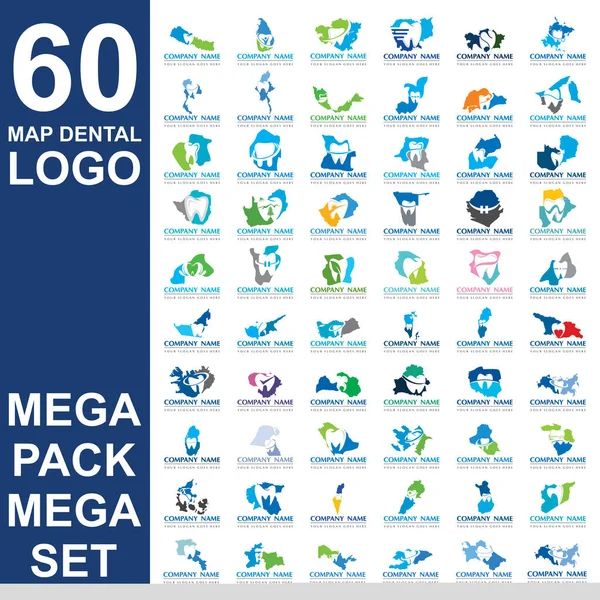 Set Map Dental Logo Set Dental Map Vector — Archivo Imágenes Vectoriales