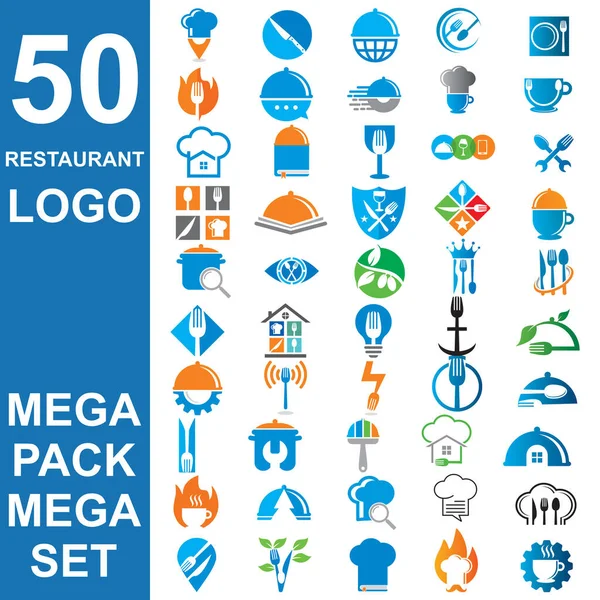 Set Restaurant Logo Set Food Vector — Archivo Imágenes Vectoriales