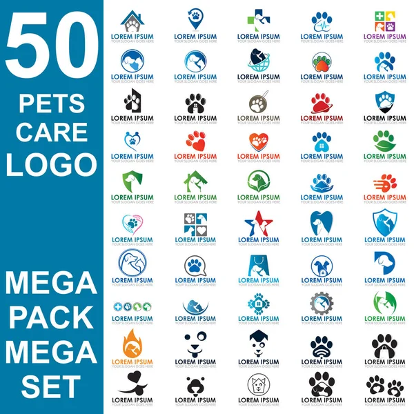 Set Pets Care Logo Set Veterinary Vector — Stock Vector
