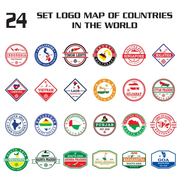 Set Country Map Vector Set Map Logo —  Vetores de Stock