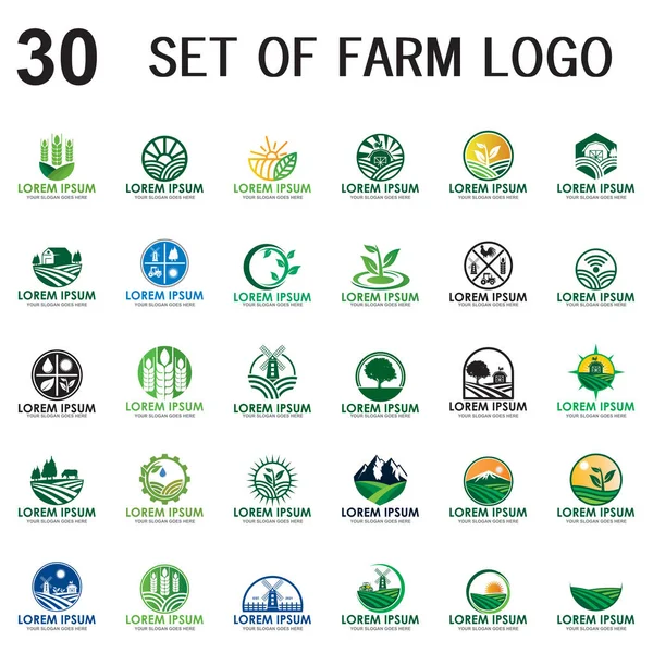 Set Farm Vector Set Agriculture Logo —  Vetores de Stock