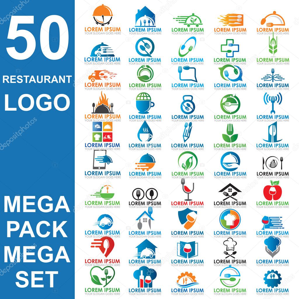 Set of restaurant logo , set of food vector