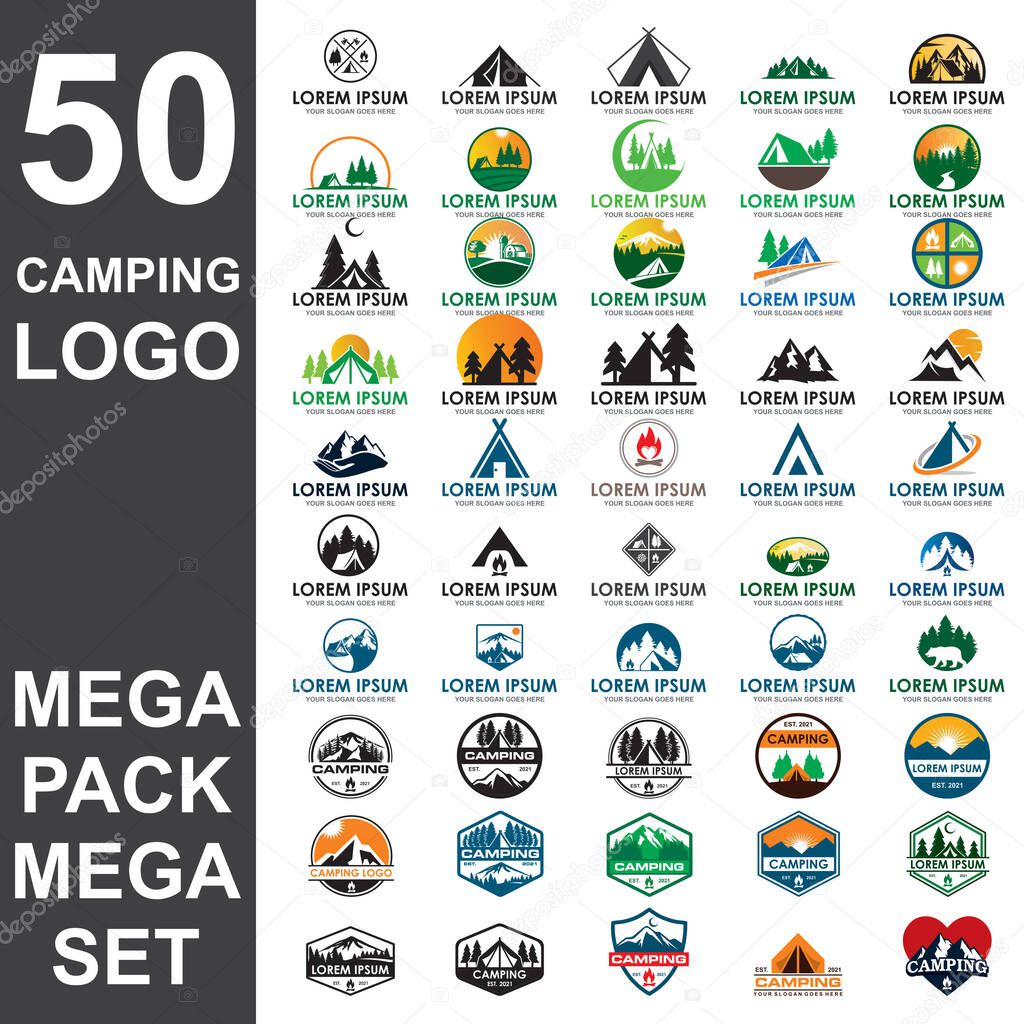 Set of camping logo , set of adventure vector