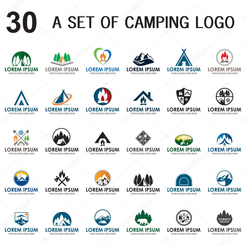 Set of camping vector , set of adventure logo