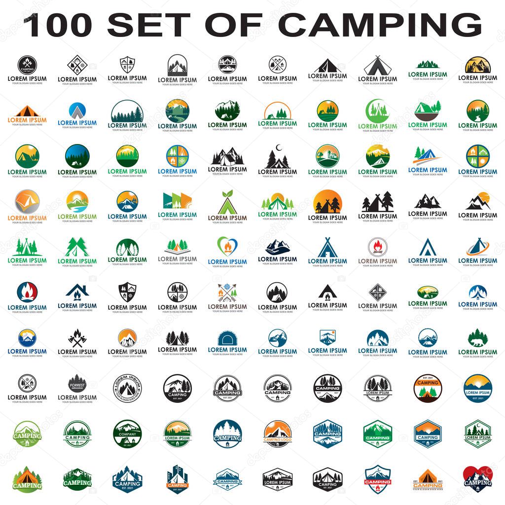 Set of camping vector , set of adventure logo