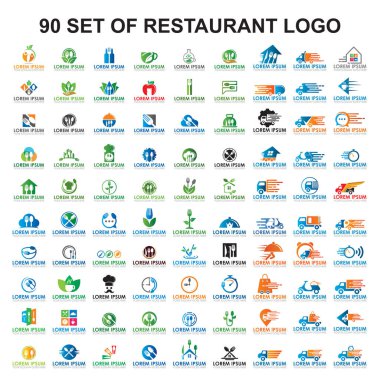 Restoran logosu seti, yemek vektörü seti.