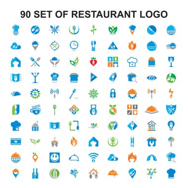 Restoran logosu seti, yemek vektörü seti.