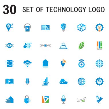 Teknoloji vektörü seti, bilgisayar logosu seti