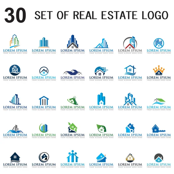 Set Building Vector Set Real Estate Logo — Vector de stock