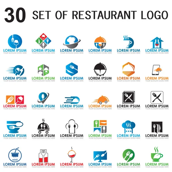 Set Restaurant Vector Set Food Drink Logo —  Vetores de Stock