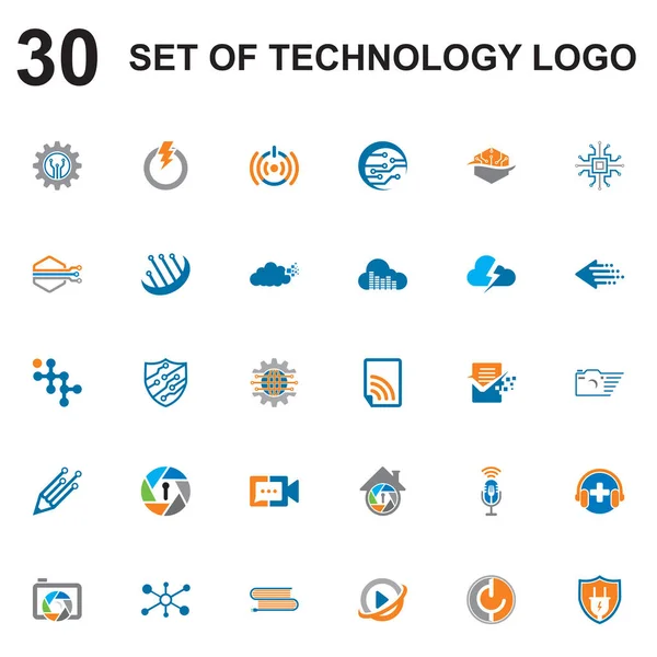 Set Digital Vector Set Technology Logo —  Vetores de Stock