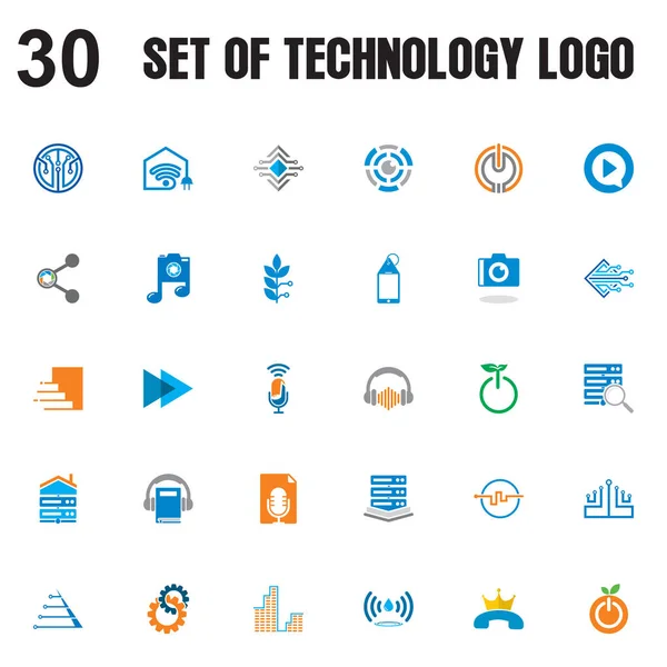 Set Digital Vector Set Technology Logo —  Vetores de Stock