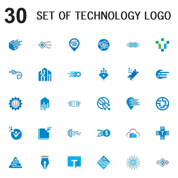 Set Technology Vector Set Computer Logo —  Vetores de Stock