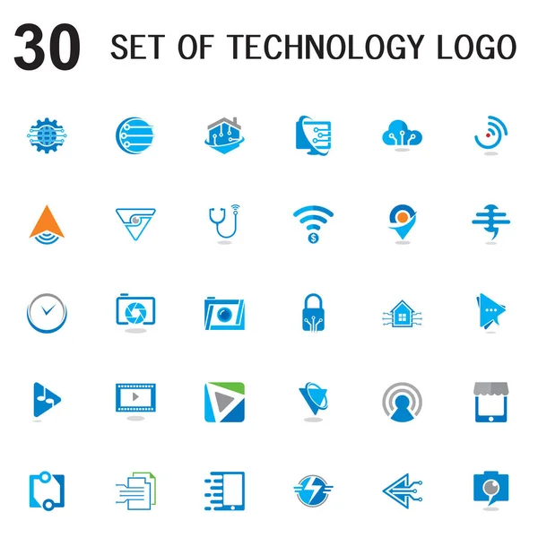 Set Technology Vector Set Computer Logo —  Vetores de Stock