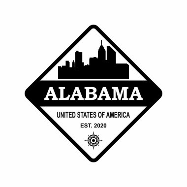 Alabama Skyline Siluet Vektörü, Usa Gökdelen Logosu