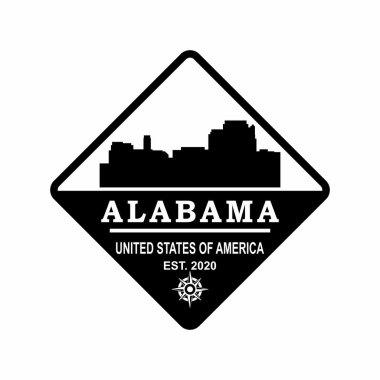 Alabama Skyline Siluet Vektörü, Usa Gökdelen Logosu