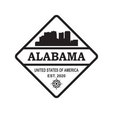 Alabama Skyline Siluet Vektörü, Usa Gökdelen Logosu