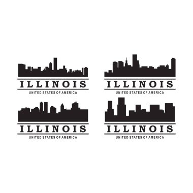 Illinois siluet logosu seti