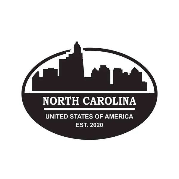 North Carolina Skyline Silhouette Vector Logo — Stock Vector