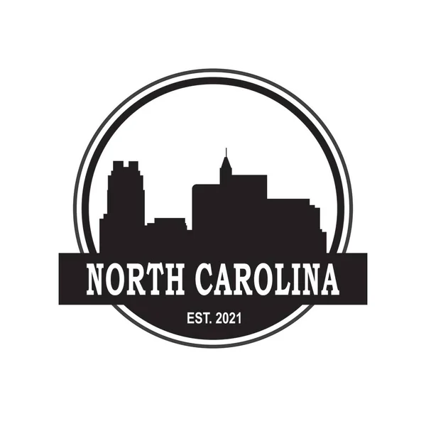 North Carolina Skyline Silhouette Vector Logo — Vettoriale Stock