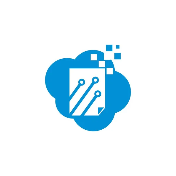 Paper Digital Vector Technology Logo — Vetor de Stock