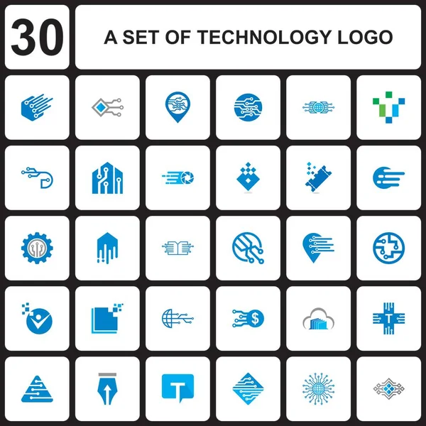 Set Technology Logo Set Digital Vector —  Vetores de Stock