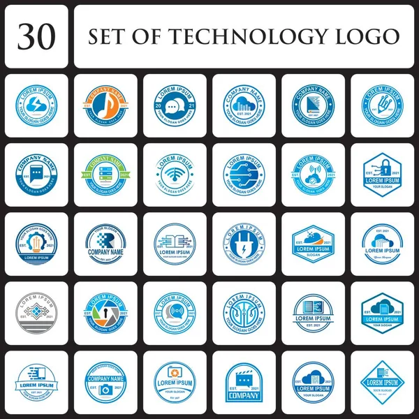 テクノロジーロゴのセット デジタルロゴのセット — ストックベクタ