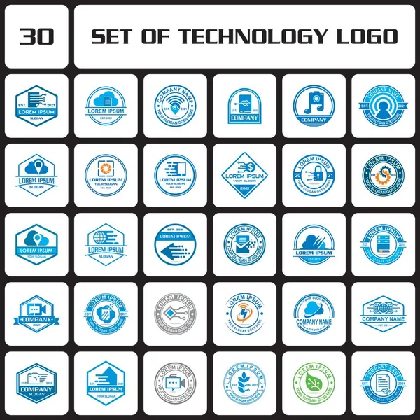 デジタルロゴ テクノロジーロゴのセット — ストックベクタ