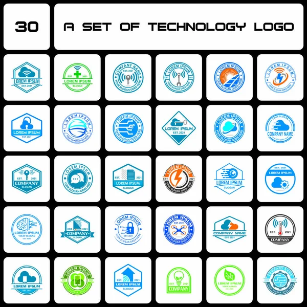Set Technology Logo Set Network Logo —  Vetores de Stock