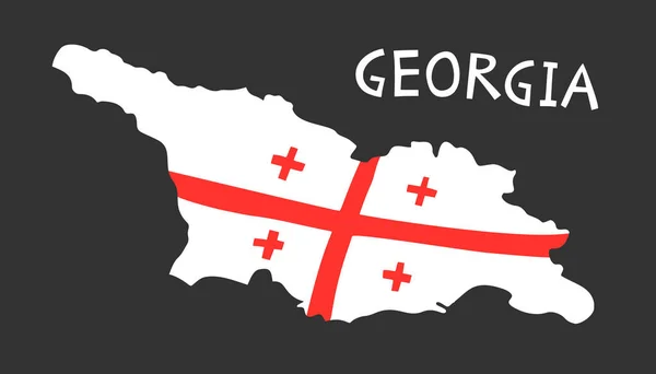 Vector Dibujado Mano Mapa Estilizado Georgia Bandera Georgia Saqartvelo Ilustración — Vector de stock