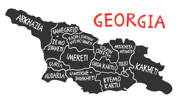 Carta Stilizzata Vettoriale Disegnata Mano Della Georgia Illustrazione Viaggio Delle — Vettoriale Stock